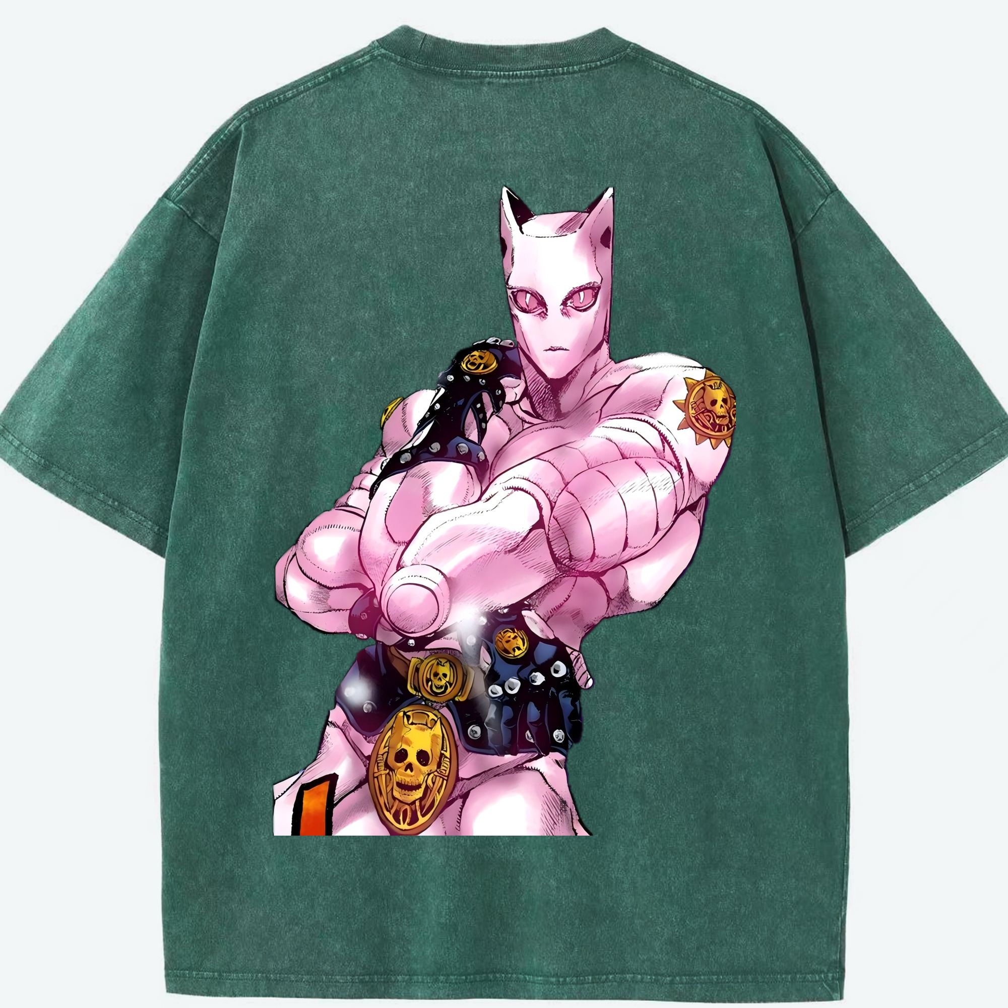 （画像用） ジョジョの奇妙な冒険 きら よしかげ JoJo's Bizarre Adventure Kira Yoshikage 綿100% ヴィンテージ風 半袖Tシャツ（背面プリント）